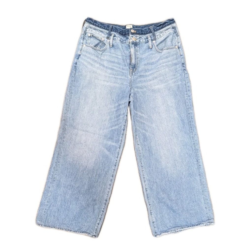 Madewell X‎ Molly Dickson Jeans 33 Wide Leg Light Wash Raw Hem 2 Toned Lagenlook